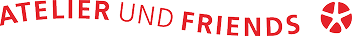 Atelier und Friends Schriftzug im Atelier Rot